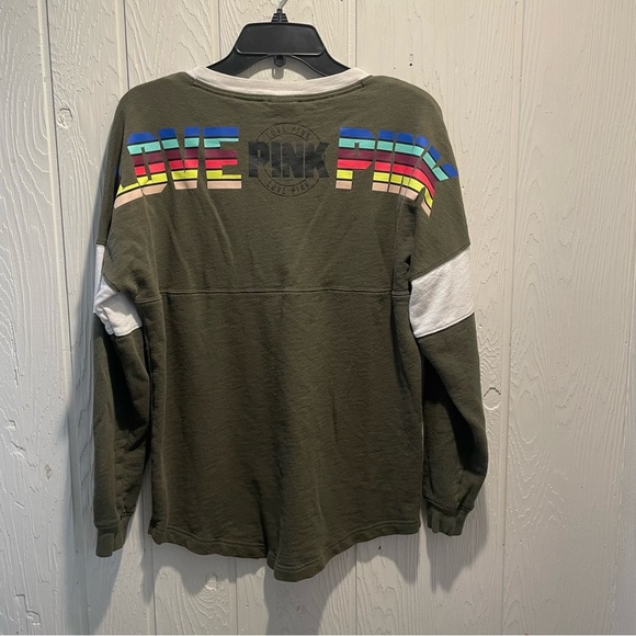 PINK Victoria’s Secret Olive Green Dog Logo Sweatshirt - Picture 4 of 5